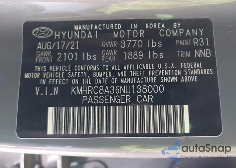 2022 Hyundai Venue Limited z USA, uszkodzony, nr VIN KMHRC8A36NU138000